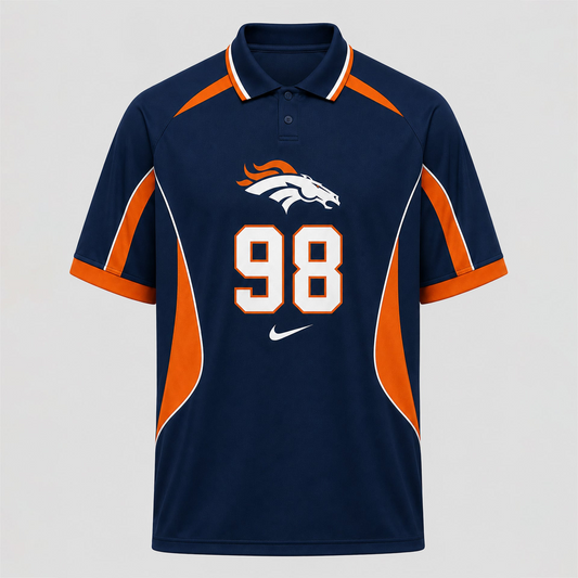 DEN Premium NFL Custom Number Sports Style Polo Shirt 2406