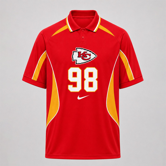 KC Premium NFL Custom Number Sports Style Polo Shirt 2406