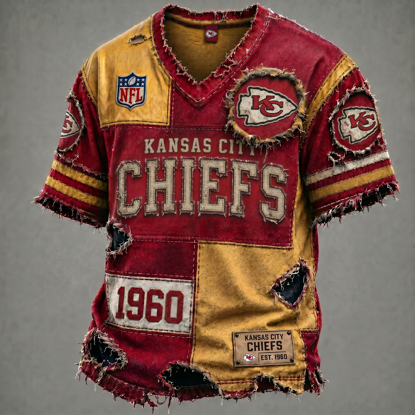 KC X NFL Premium V-Neck T-shirt Gift For Fans 0106