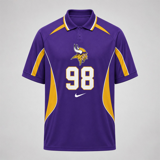 MIN Premium NFL Custom Number Sports Style Polo Shirt 2406