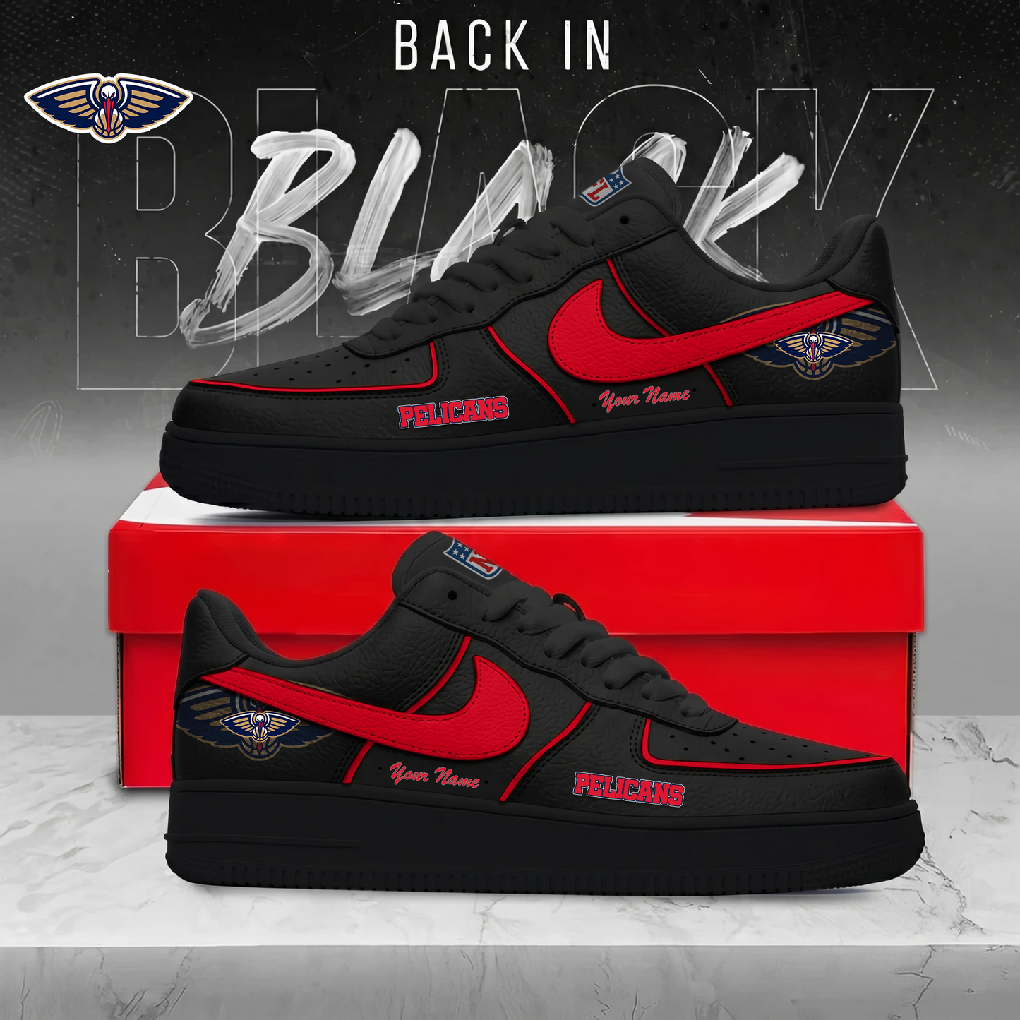 NOP x NBA Back In Black AF1 Sneakers 270626