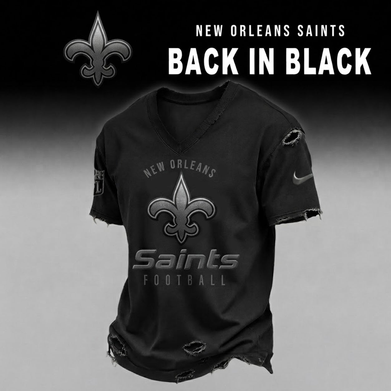 NOS x NFL Back In Black V-neck Shirt 290626