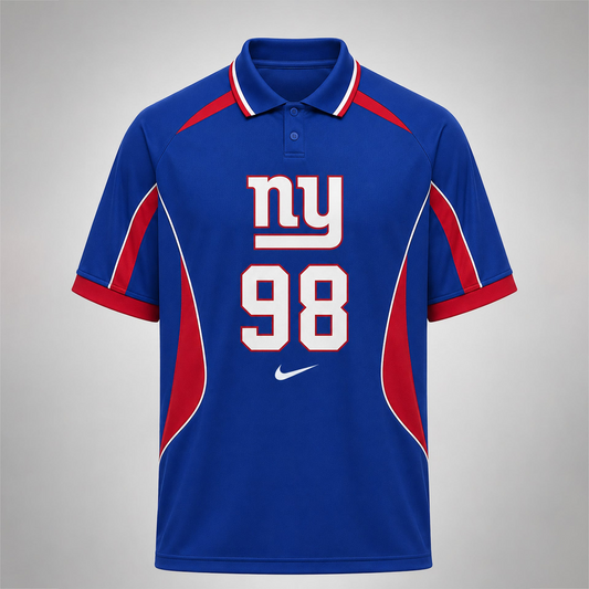 NYG Premium NFL Custom Number Sports Style Polo Shirt 2406