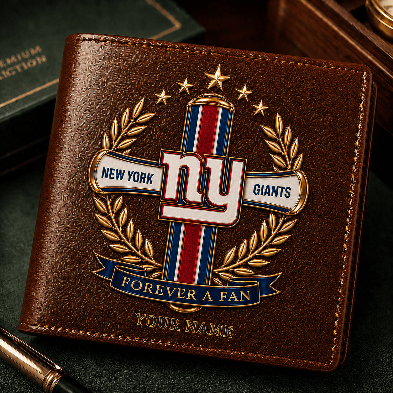 NYG x NFL Cross Men Leather Wallet Custom Any Name Gifts 220626