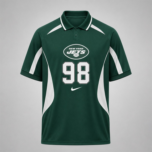 NYJ Premium NFL Custom Number Sports Style Polo Shirt 2406