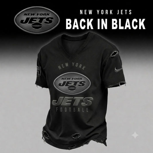 NYJ x NFL Back In Black V-neck Shirt 290626
