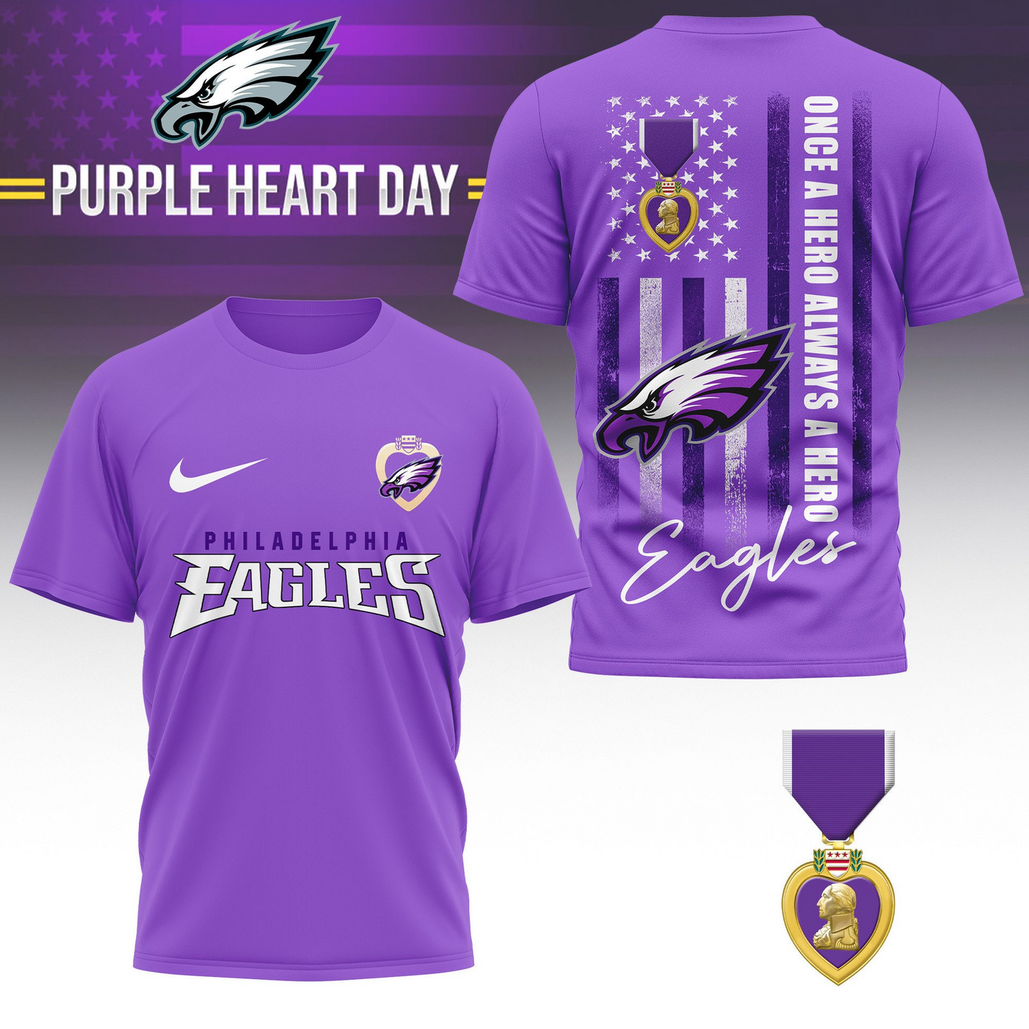PE Premium National Purple Hear Day 3D Shirt  300626