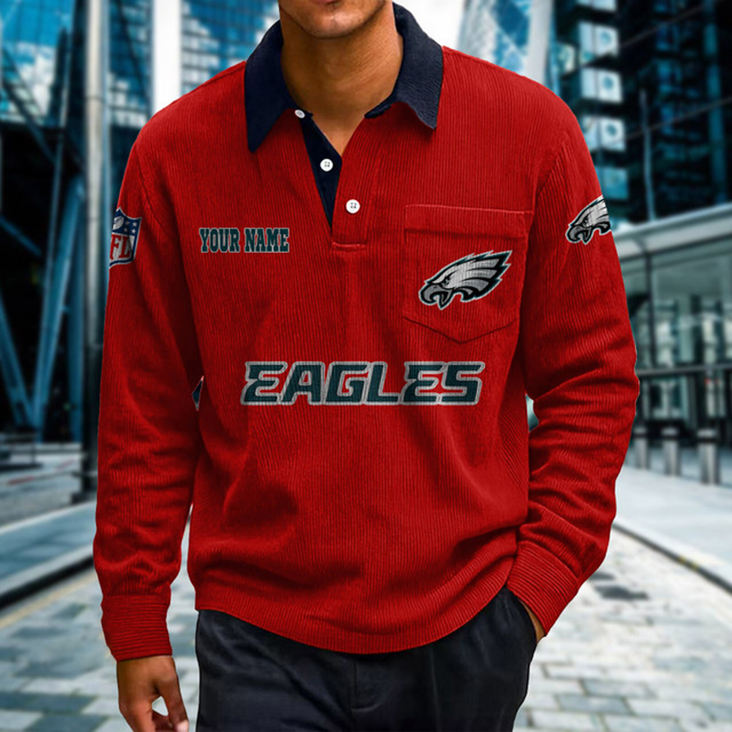 PHI X Premium NFL Corduroy color-blocked long-sleeved shirt NDT NHT