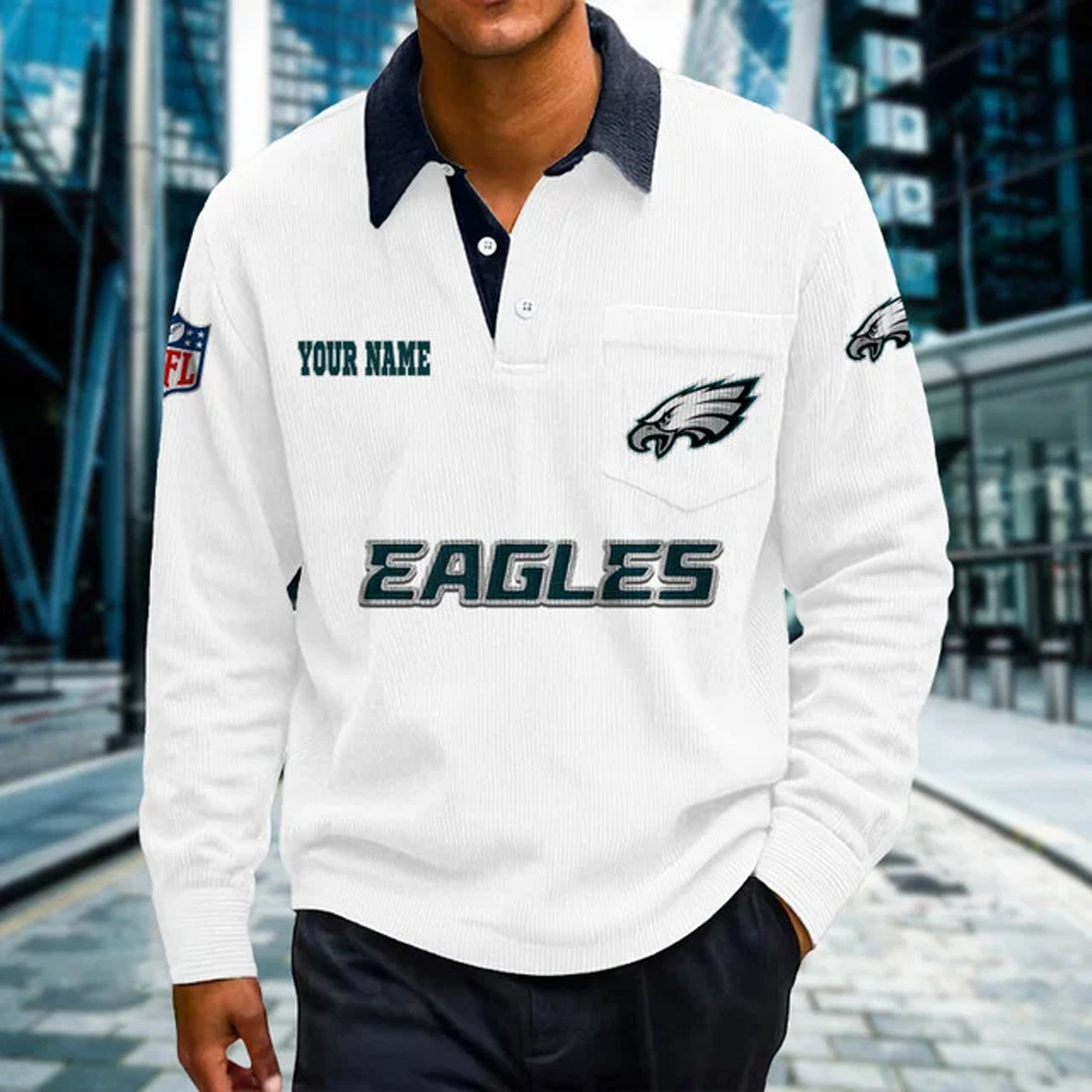 PHI X Premium NFL Corduroy color-blocked long-sleeved shirt NDT NHT