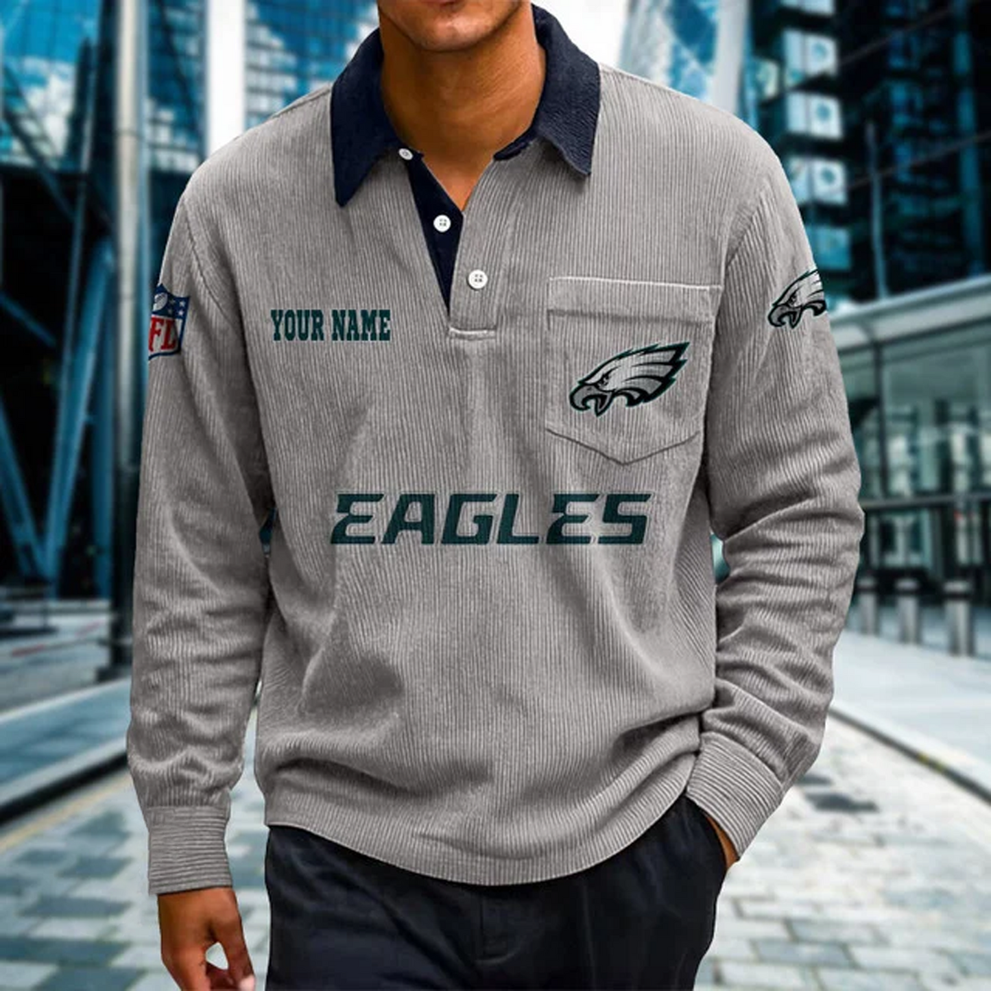 PHI X Premium NFL Corduroy color-blocked long-sleeved shirt NDT NHT