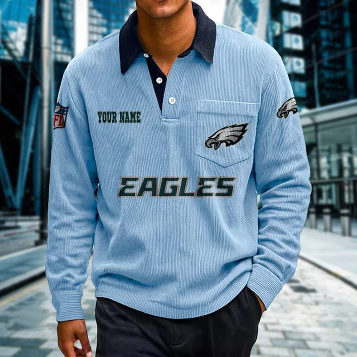 PHI X Premium NFL Corduroy color-blocked long-sleeved shirt NDT NHT
