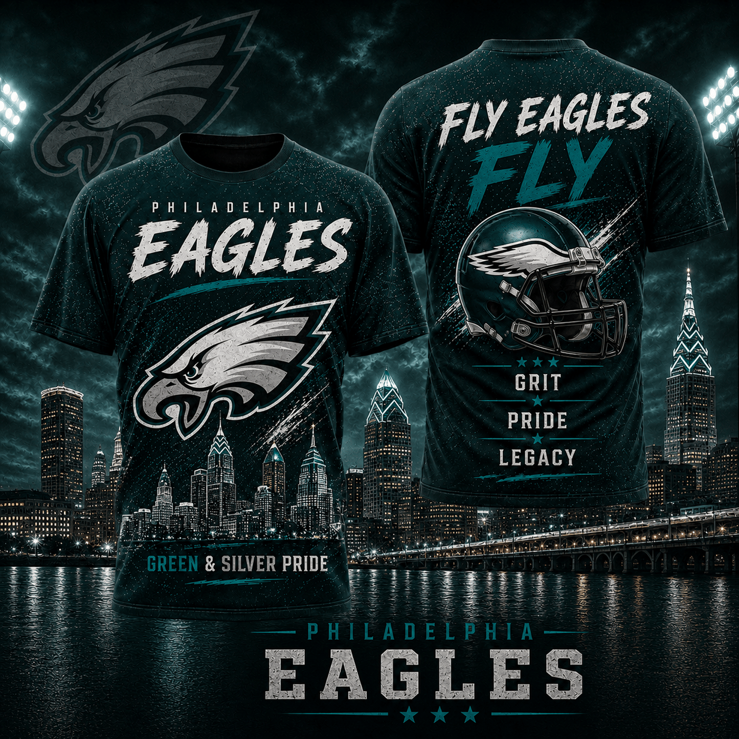 PHI x NFL Premium Skyline Pride Football T-Shirt