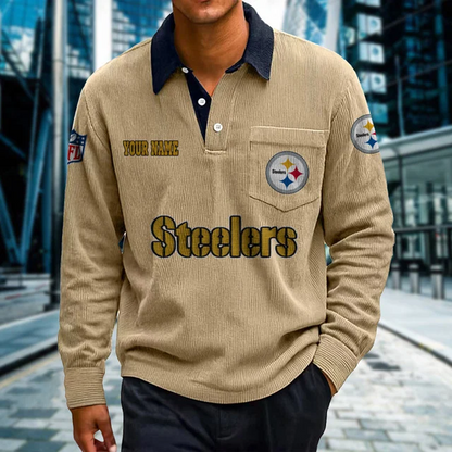 PIT X Premium NFL Corduroy color-blocked long-sleeved shirt NDT NHT
