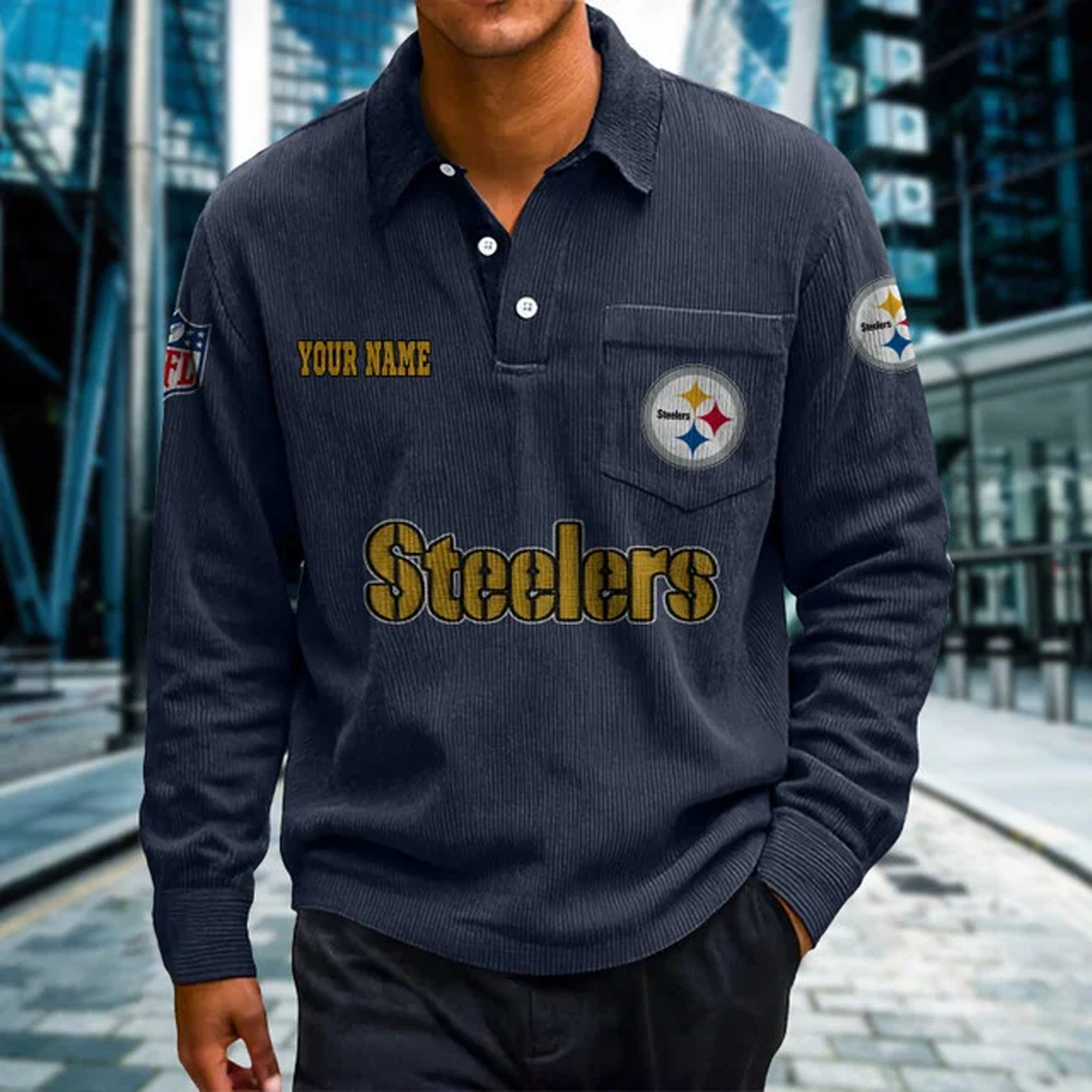 PIT X Premium NFL Corduroy color-blocked long-sleeved shirt NDT NHT