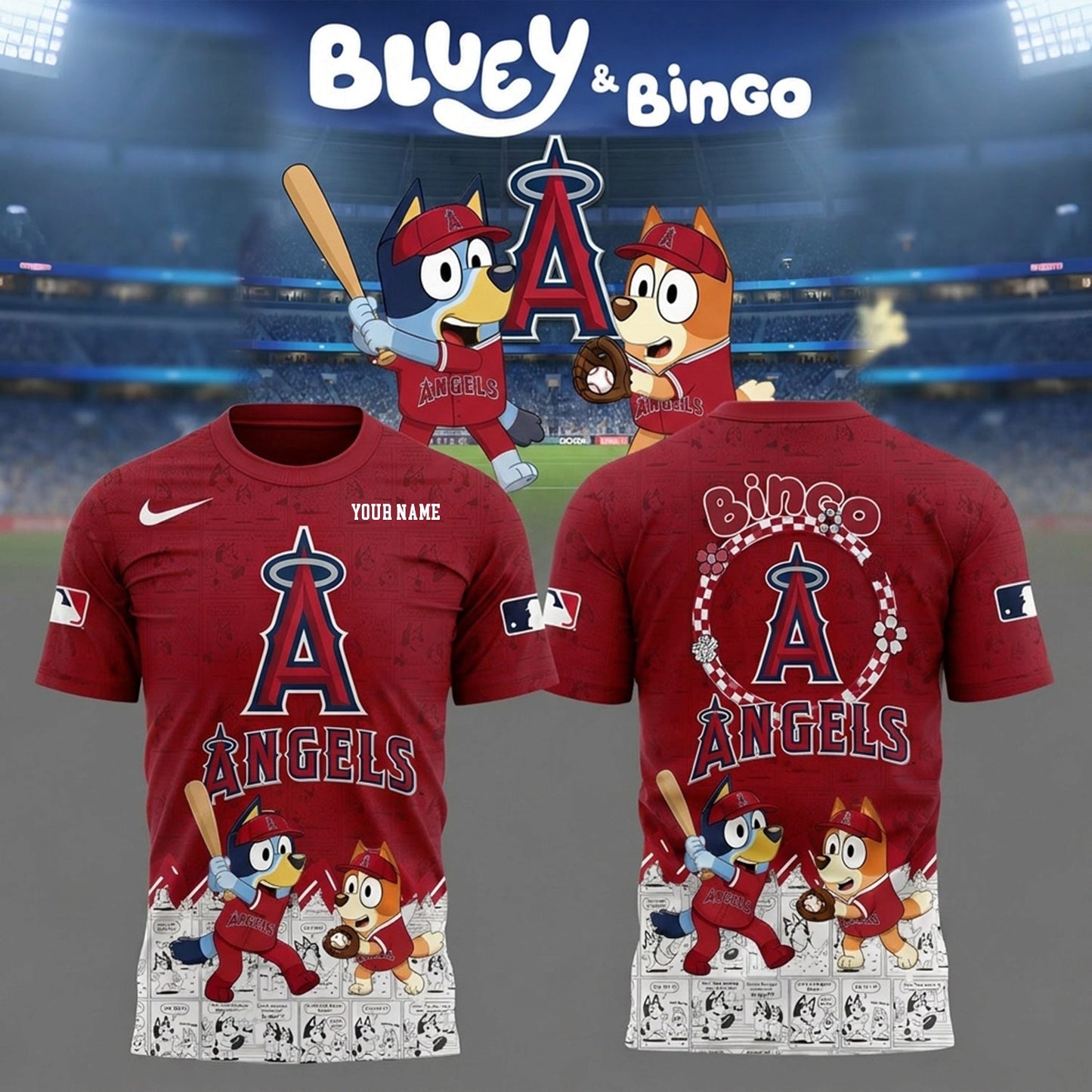 PREMIUM MLB X LAA Bluey & Bingo Comic Shirt NDT NHM 260526