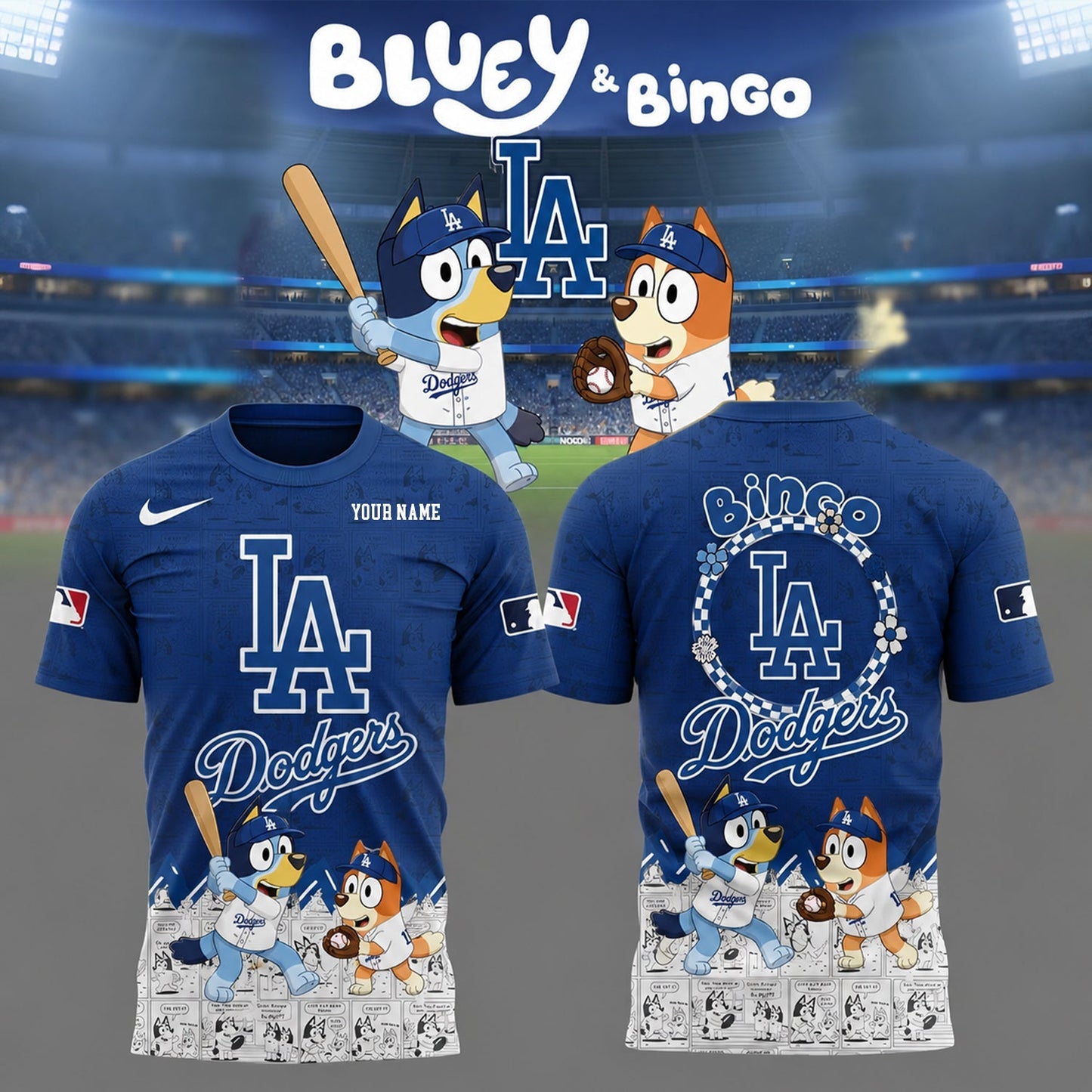 PREMIUM MLB X LAD Bluey & Bingo Comic Shirt NDT NHM 260526