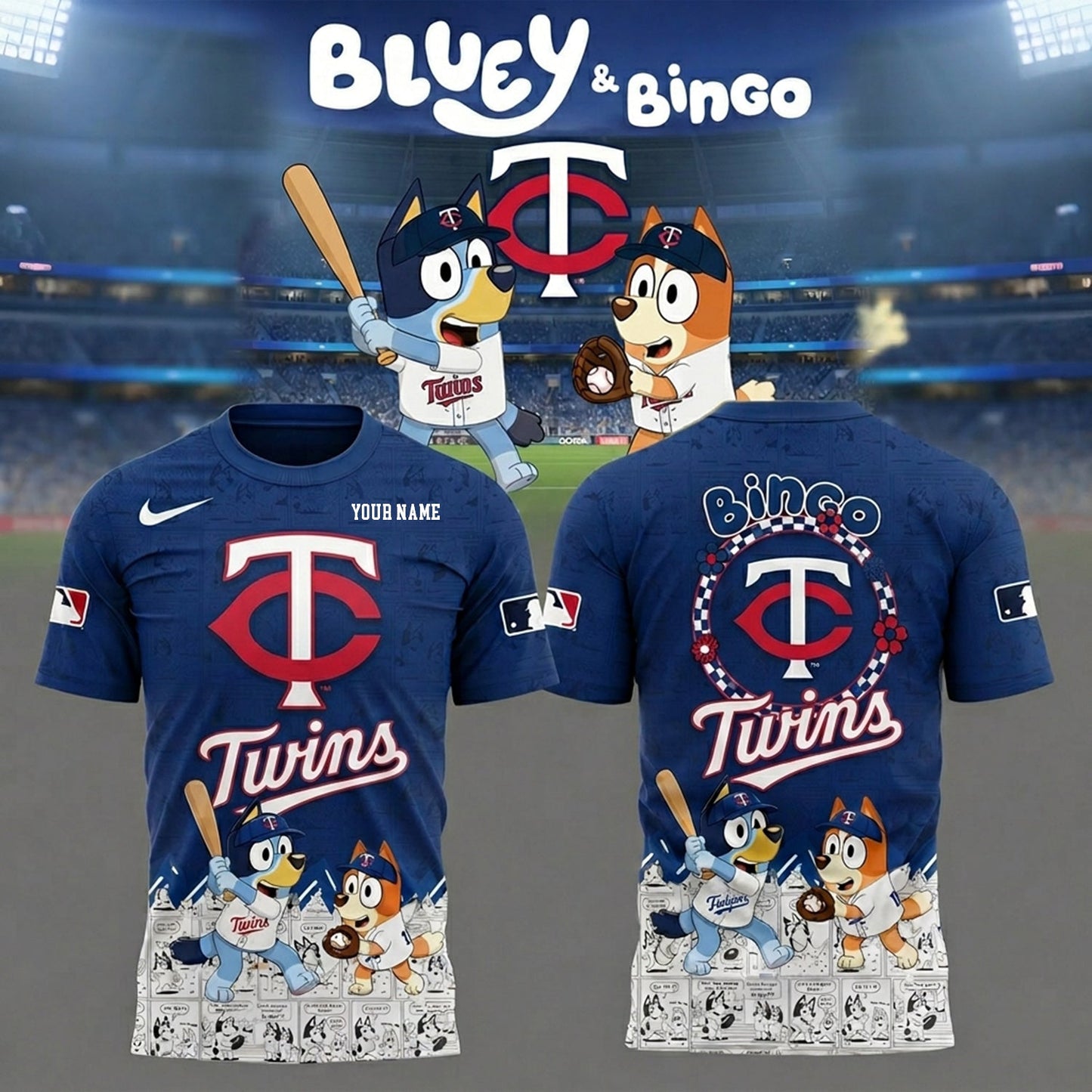 PREMIUM MLB X MT Bluey & Bingo Comic Shirt NDT NHM 260526