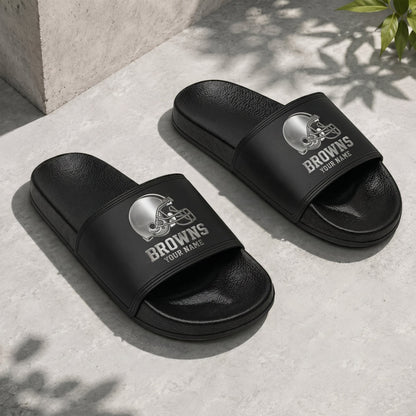 PREMIUM NFL X CLE New Black Slippers All Size Custom Name FOR SUMMER HOLIDAY NDT VHM 160626