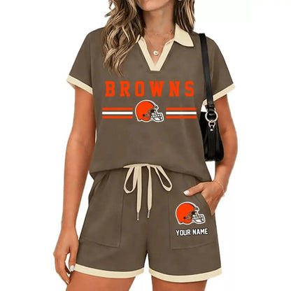 PREMIUM NFL X CLE Retro Athletic Contrast Polo Set FOR SUMMER HOLIDAY NDT NHM 100626