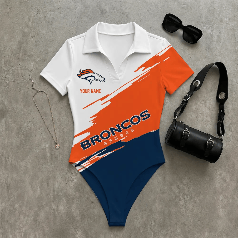 PREMIUM NFL X DEN Women's Slim-Fit V-Neck Polo Bodysuit NDT LVH 270526