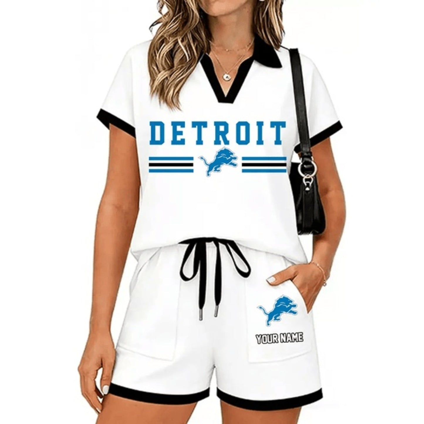 PREMIUM NFL X DET Retro Athletic Contrast Polo Set FOR SUMMER HOLIDAY NDT NHM 100626