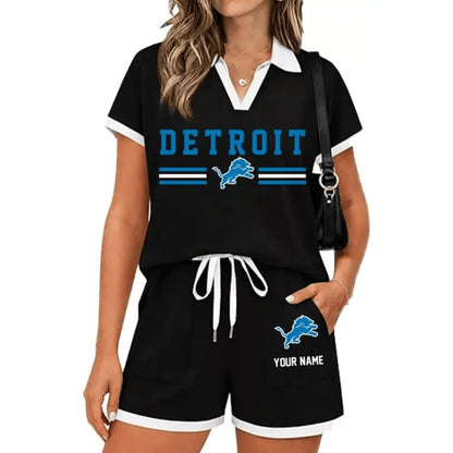 PREMIUM NFL X DET Retro Athletic Contrast Polo Set FOR SUMMER HOLIDAY NDT NHM 100626