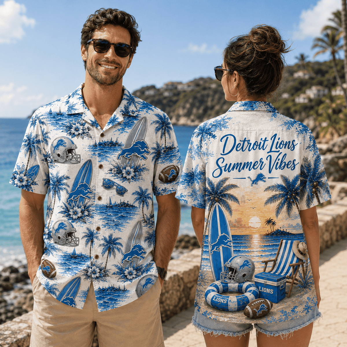 PREMIUM NFL X DET Summer Vibes Premium Hawaiian Shirt Limited Edition NDT NHM 100626