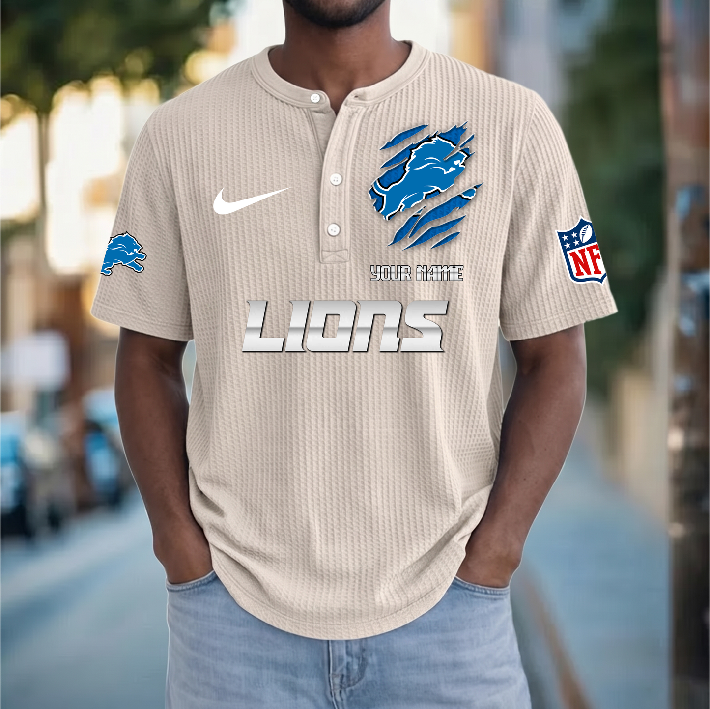 PREMIUM NFL  X  DL Crew neck button Henry Shirt Limited Editions NDT VHM 230426