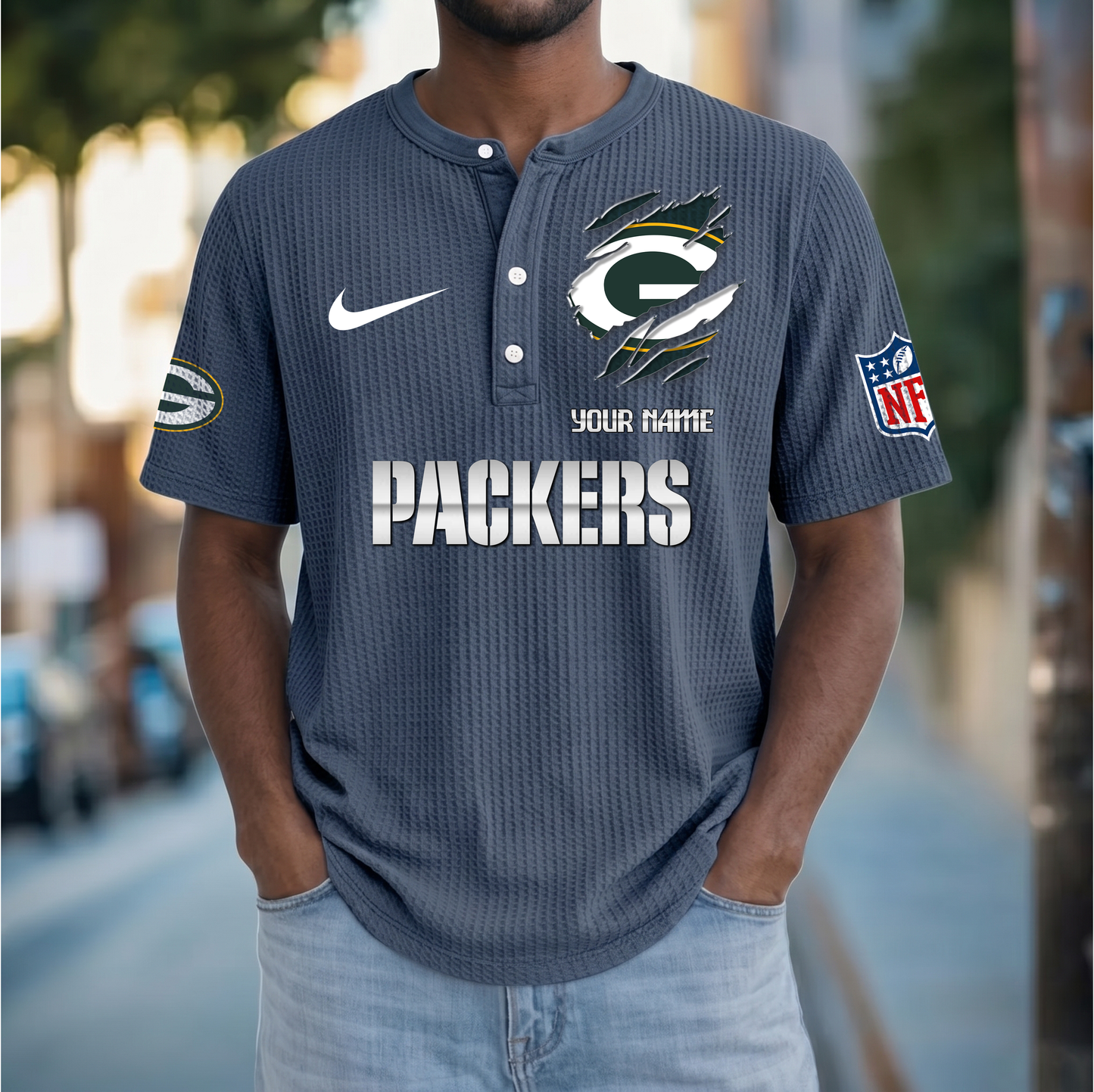 PREMIUM NFL  X  GBP Crew neck button Henry Shirt Limited Editions NDT VHM 230426
