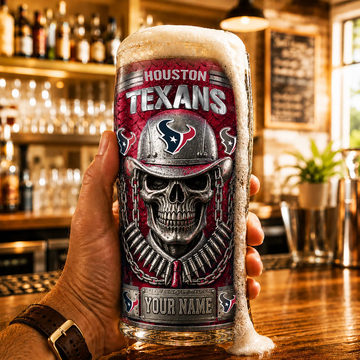 PREMIUM NFL X HT Beer Glass Custom Name Gifts For Fan NDT VHM 020626