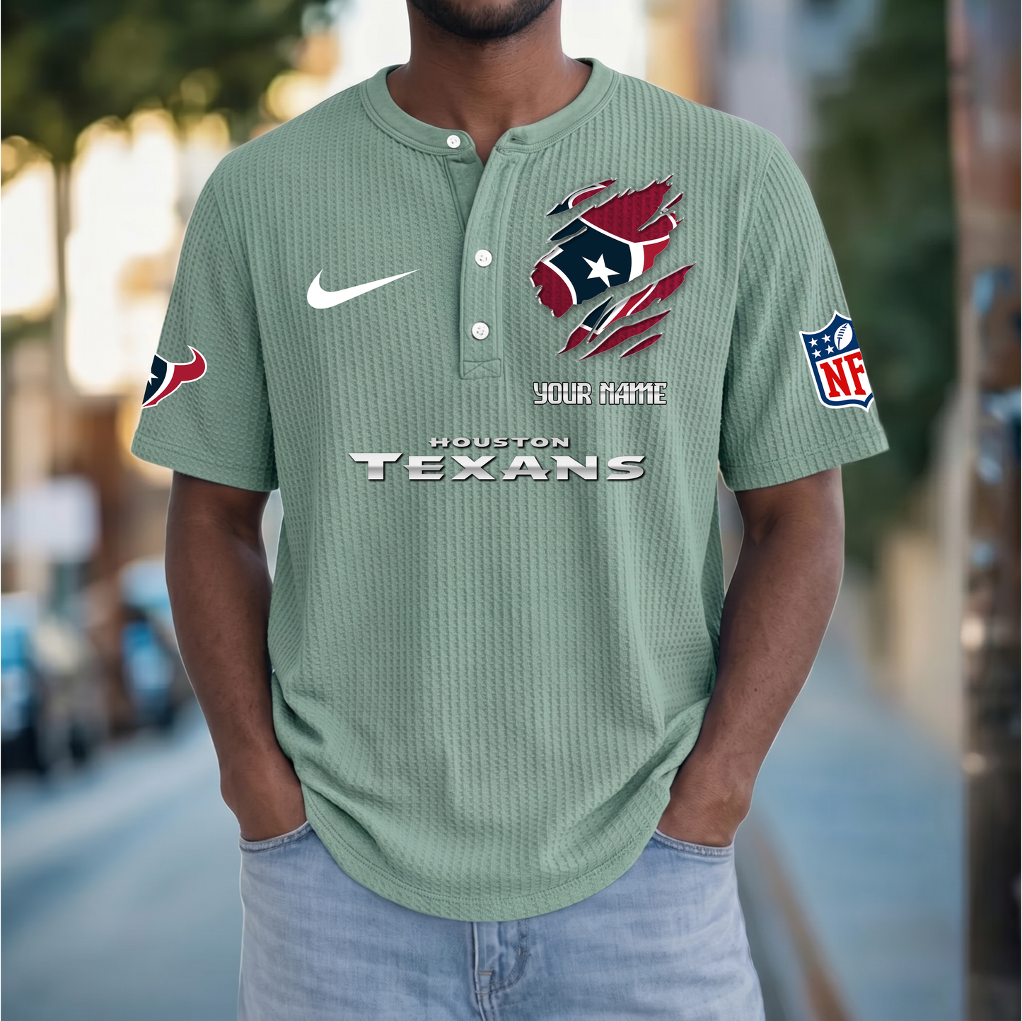 PREMIUM NFL  X  HT Crew neck button Henry Shirt Limited Editions NDT VHM 230426
