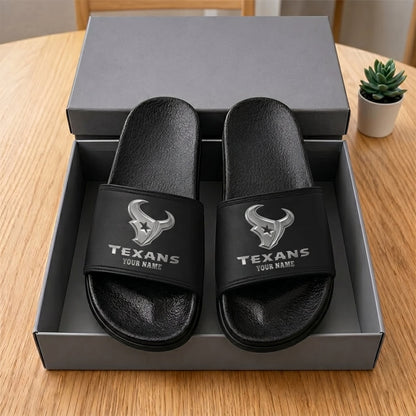 PREMIUM NFL X HT New Black Slippers All Size Custom Name FOR SUMMER HOLIDAY NDT VHM 160626