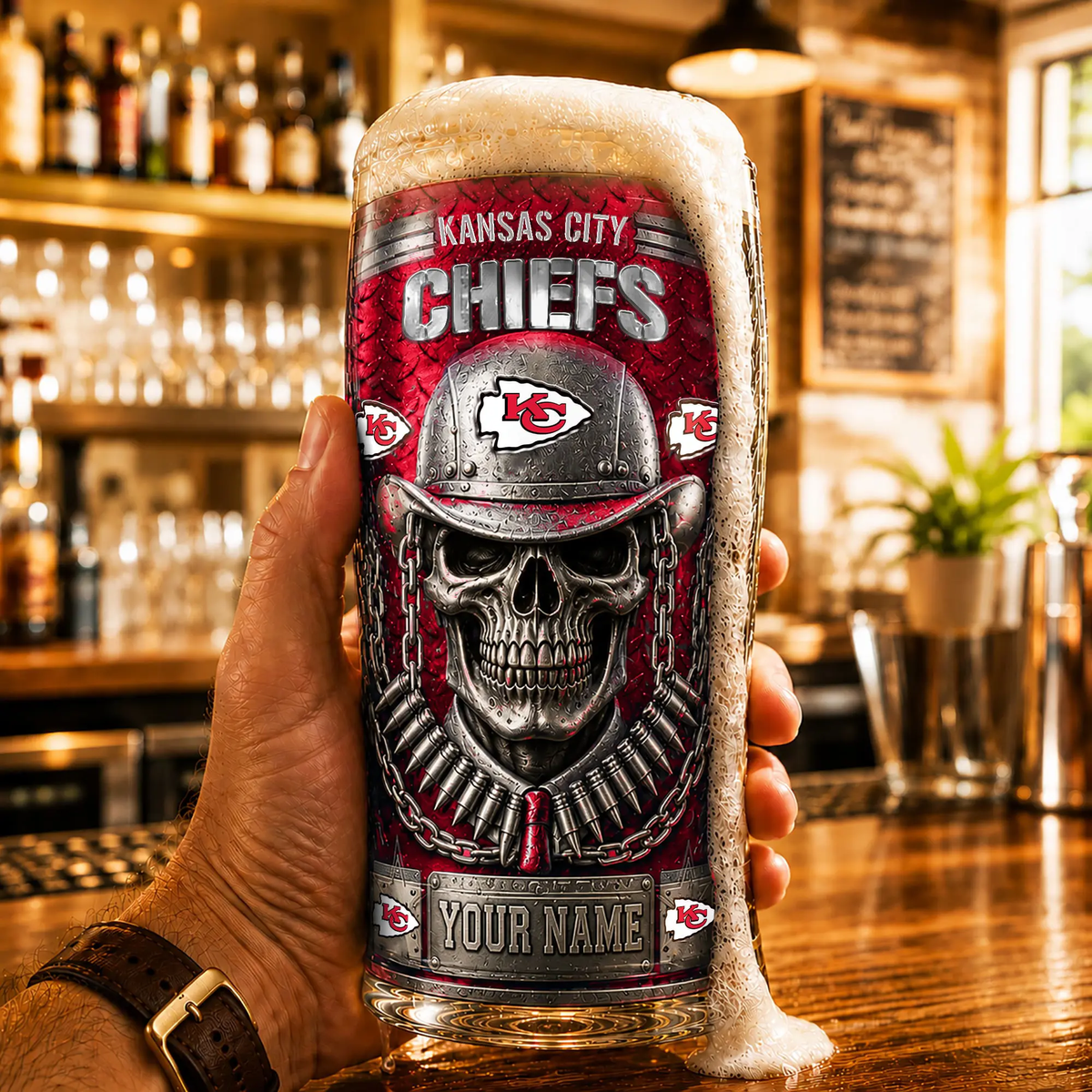 PREMIUM NFL X KCC Beer Glass Custom Name Gifts For Fan NDT VHM 020626