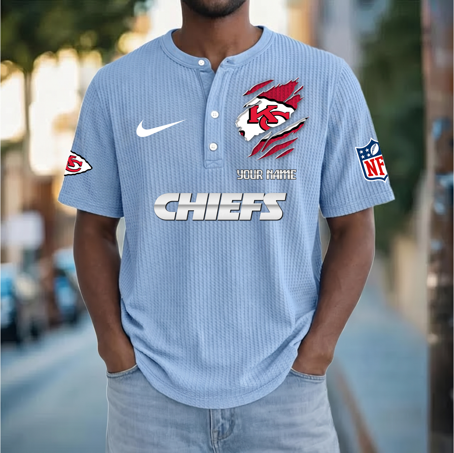 PREMIUM NFL  X  KCC Crew neck button Henry Shirt Limited Editions NDT VHM 230426