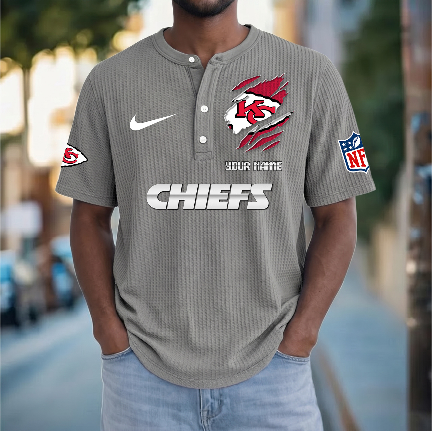 PREMIUM NFL  X  KCC Crew neck button Henry Shirt Limited Editions NDT VHM 230426