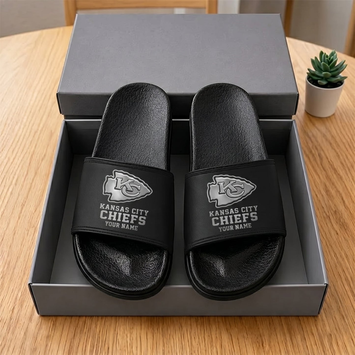PREMIUM NFL X KCC New Black Slippers All Size Custom Name FOR SUMMER HOLIDAY NDT VHM 160626