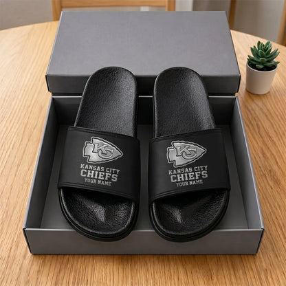 PREMIUM NFL X KCC New Black Slippers All Size Custom Name FOR SUMMER HOLIDAY NDT VHM 160626