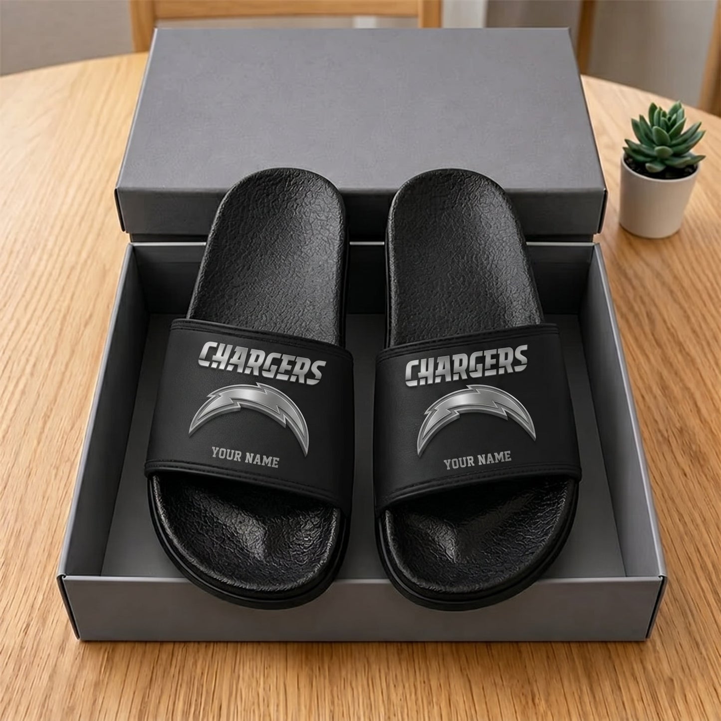 PREMIUM NFL X LAC New Black Slippers All Size Custom Name FOR SUMMER HOLIDAY NDT VHM 160626