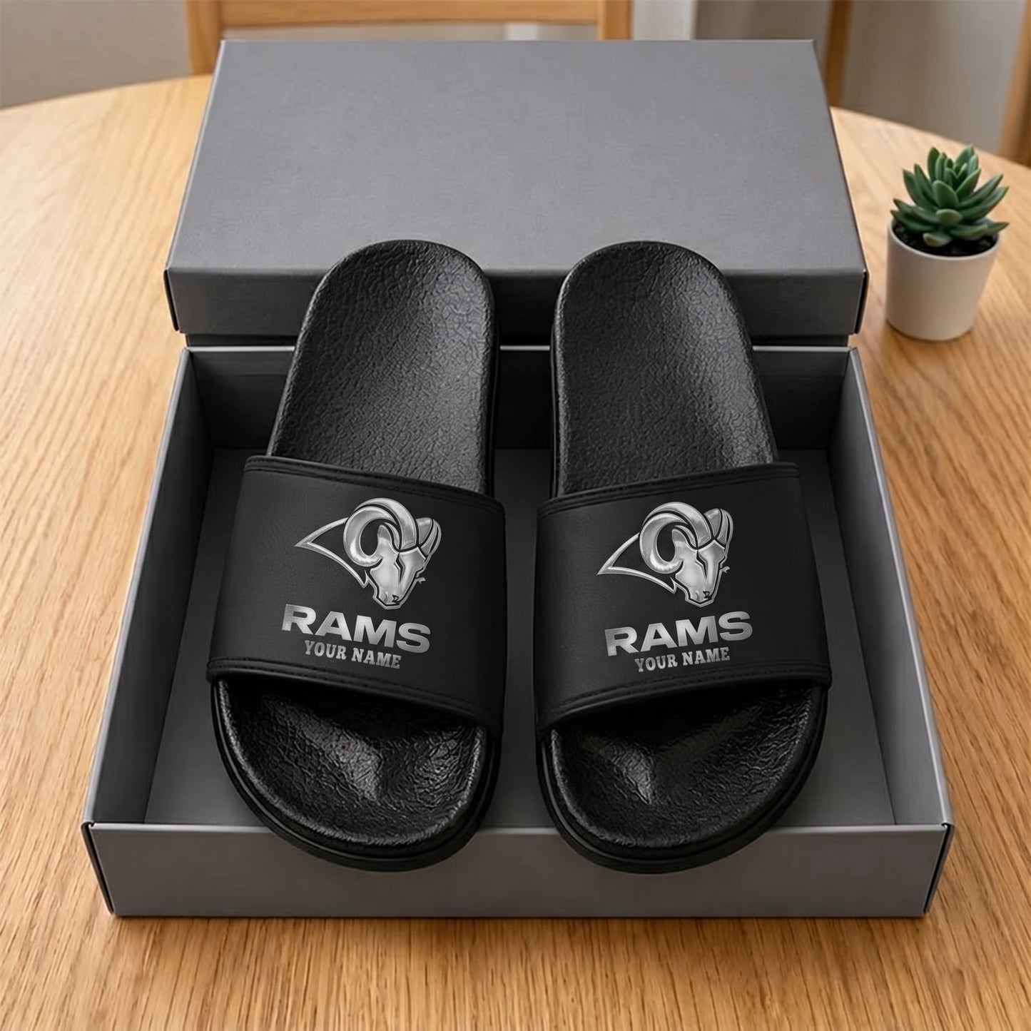 PREMIUM NFL X LAR New Black Slippers All Size Custom Name FOR SUMMER HOLIDAY NDT VHM 160626