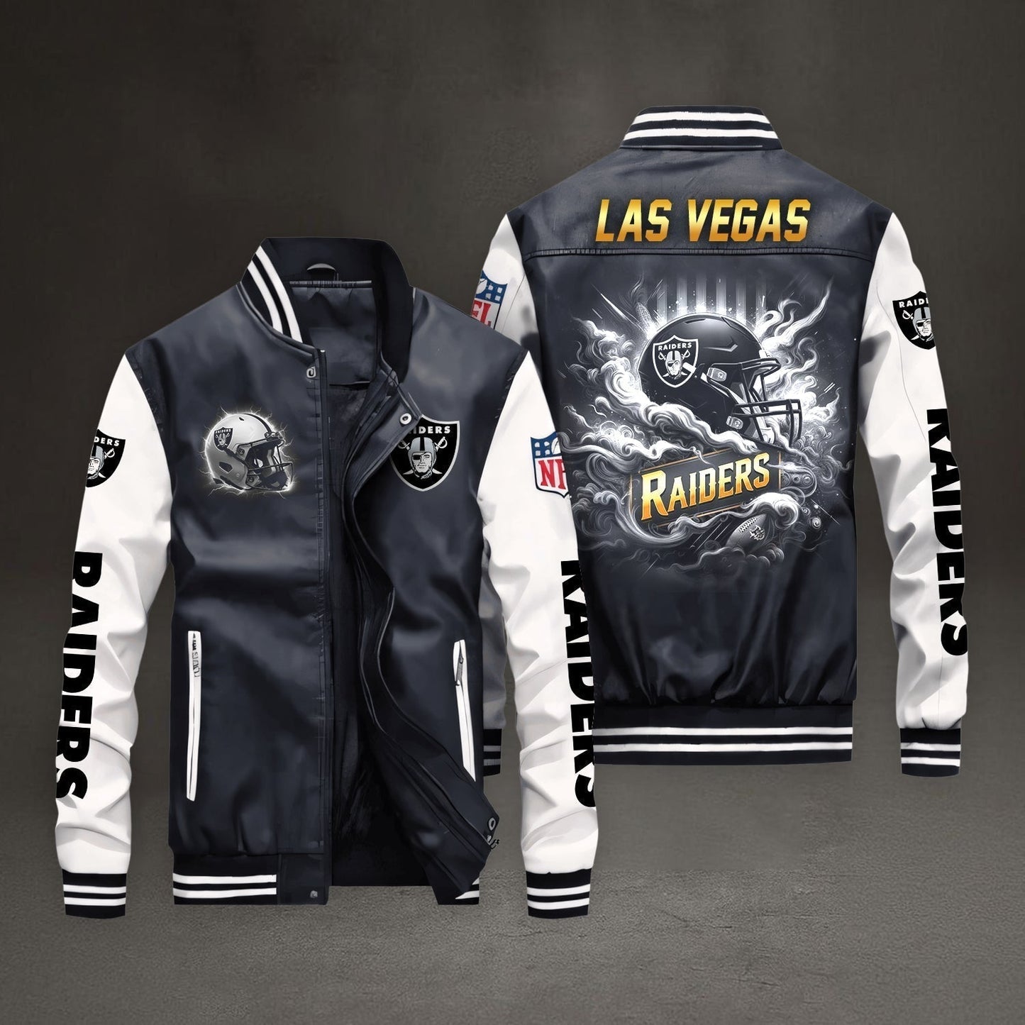 PREMIUM NFL X LV LEATHER BOMBER JACKET NDT NHM