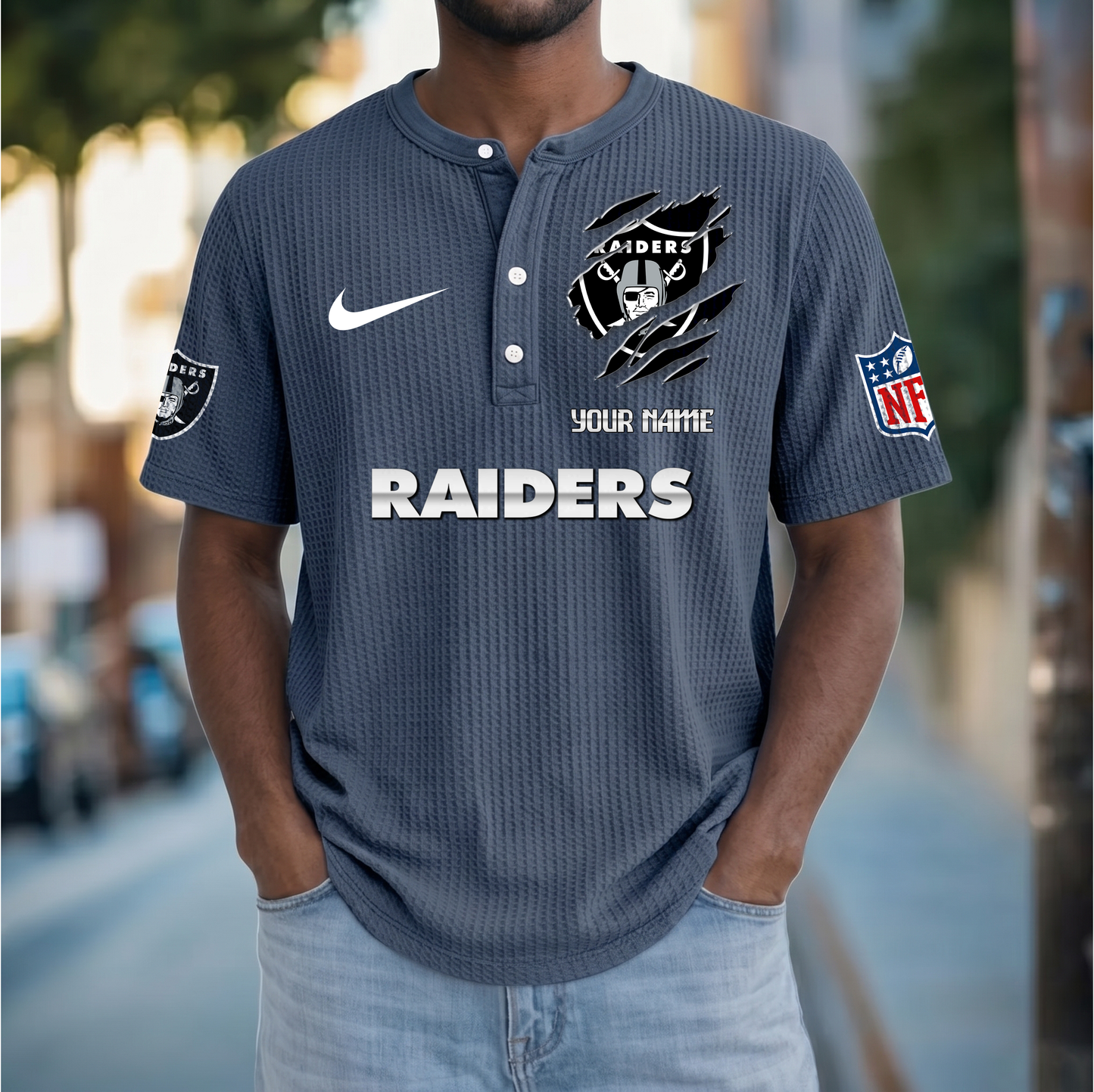 PREMIUM NFL  X  LVR Crew neck button Henry Shirt Limited Editions NDT VHM 230426