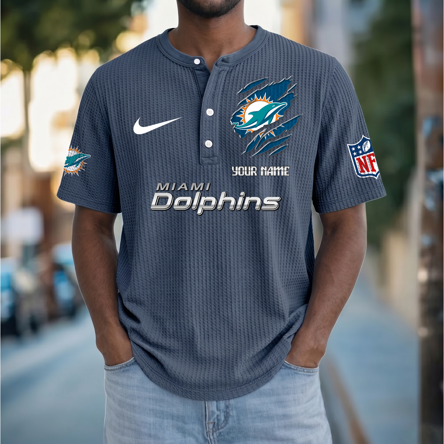 PREMIUM NFL  X  MD Crew neck button Henry Shirt Limited Editions NDT VHM 230426