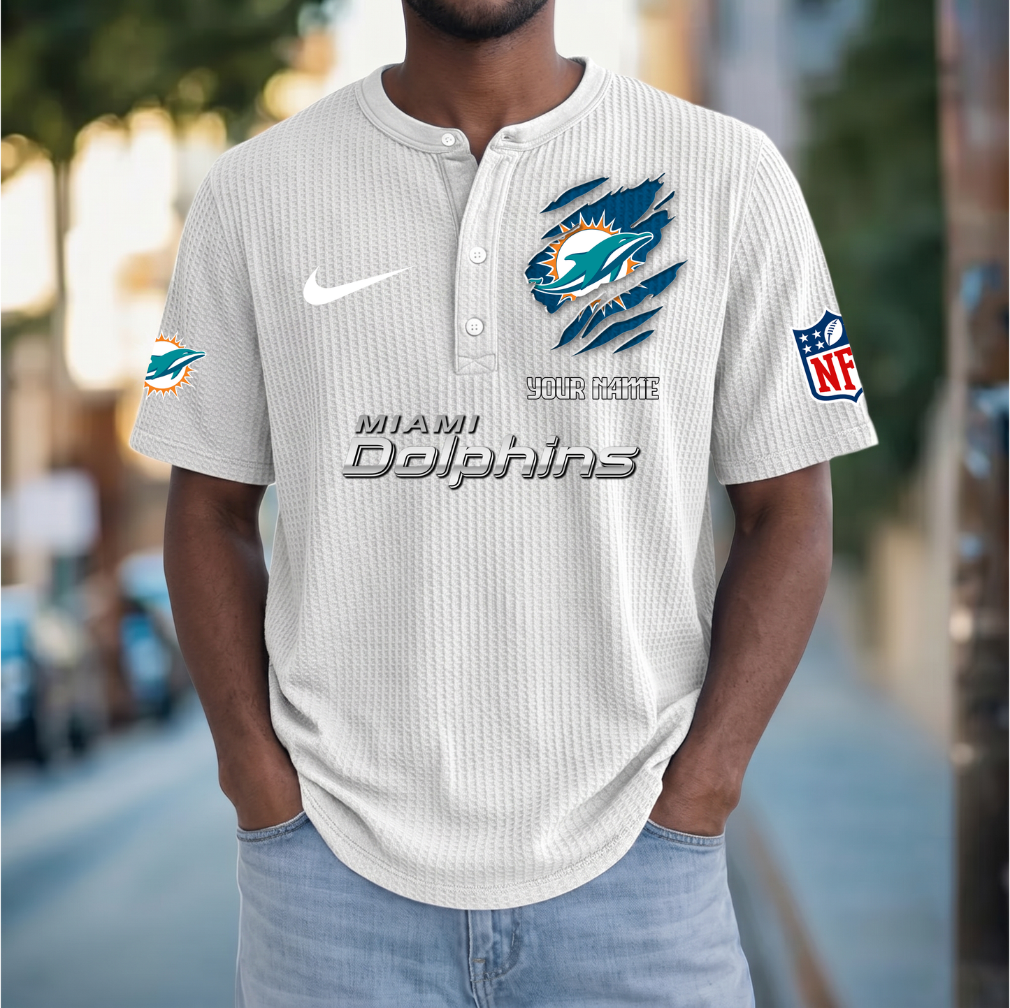 PREMIUM NFL  X  MD Crew neck button Henry Shirt Limited Editions NDT VHM 230426