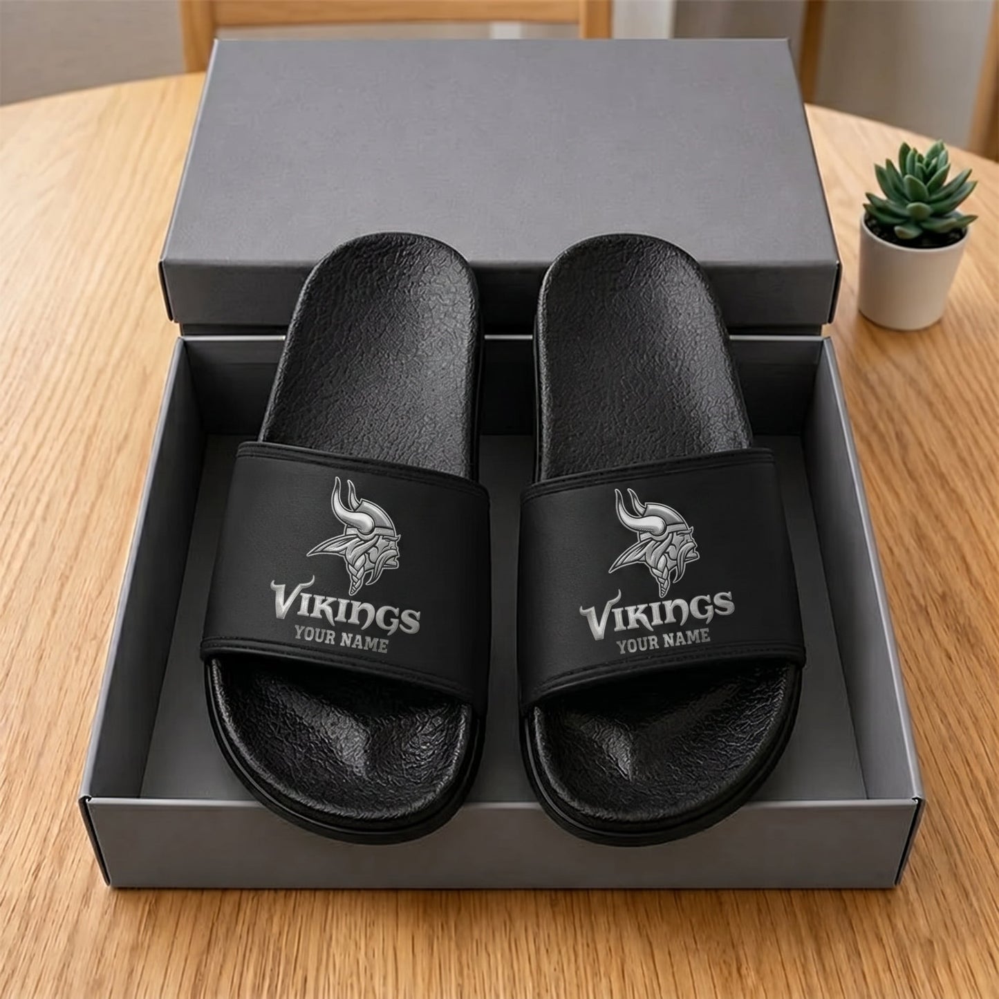 PREMIUM NFL X MV New Black Slippers All Size Custom Name FOR SUMMER HOLIDAY NDT VHM 160626