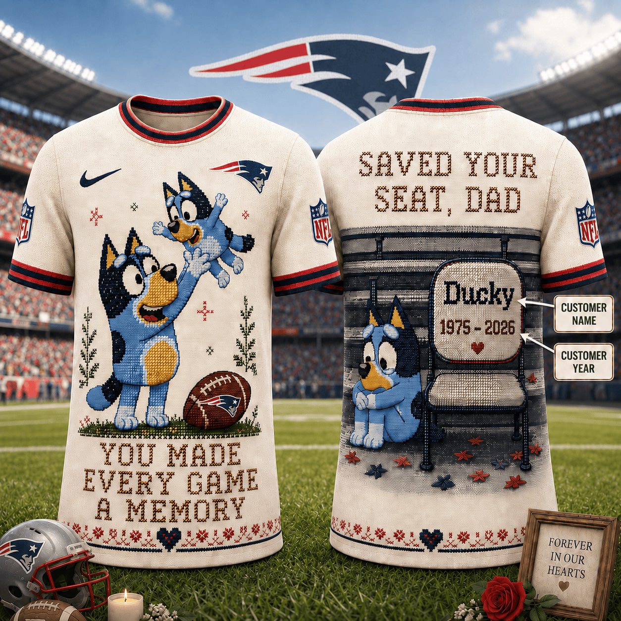 PREMIUM NFL X NEP Custom Premium NFL 3D Faux-Stitch Dad Memorial Shirt NDT NTN 220526