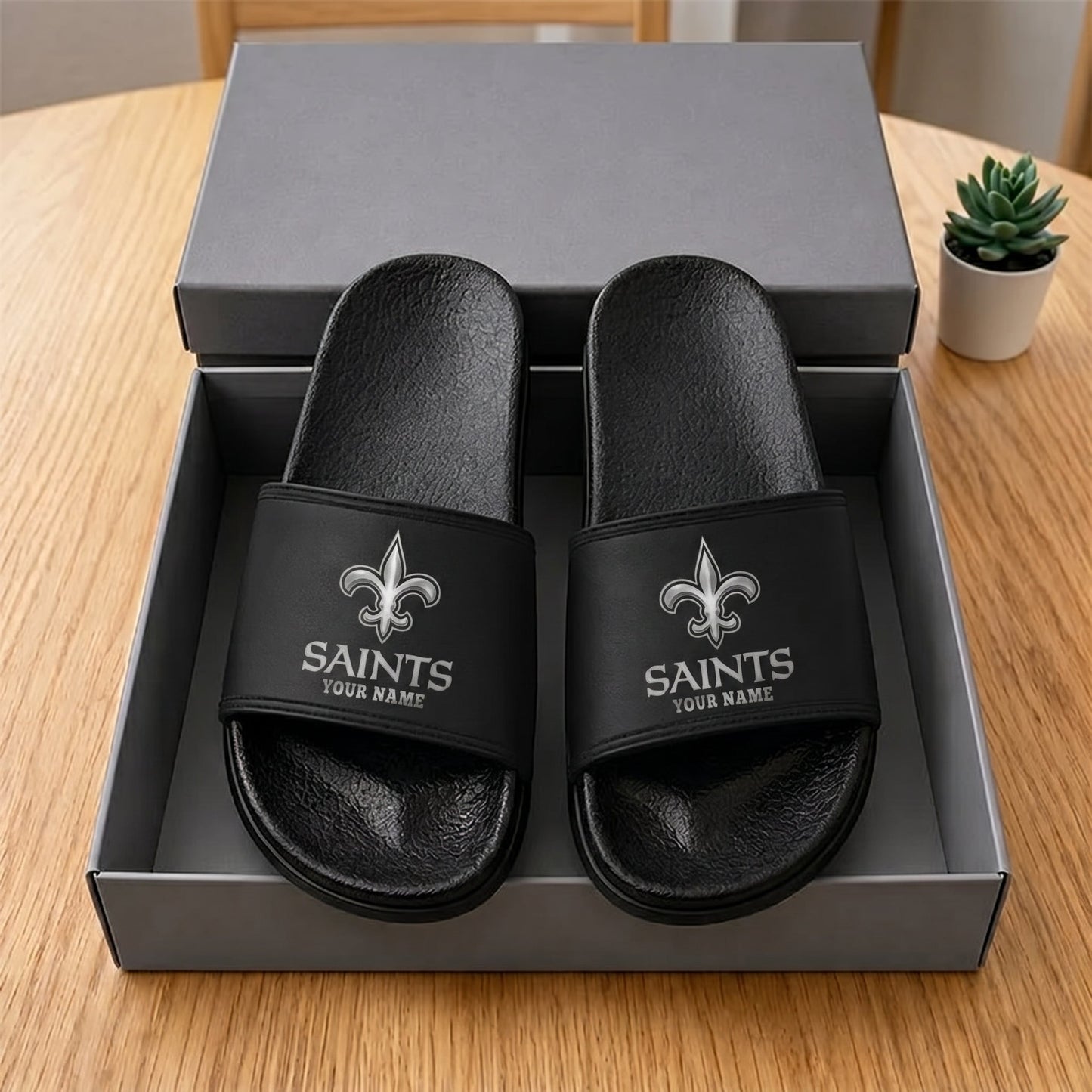 PREMIUM NFL X NOS New Black Slippers All Size Custom Name FOR SUMMER HOLIDAY NDT VHM 160626