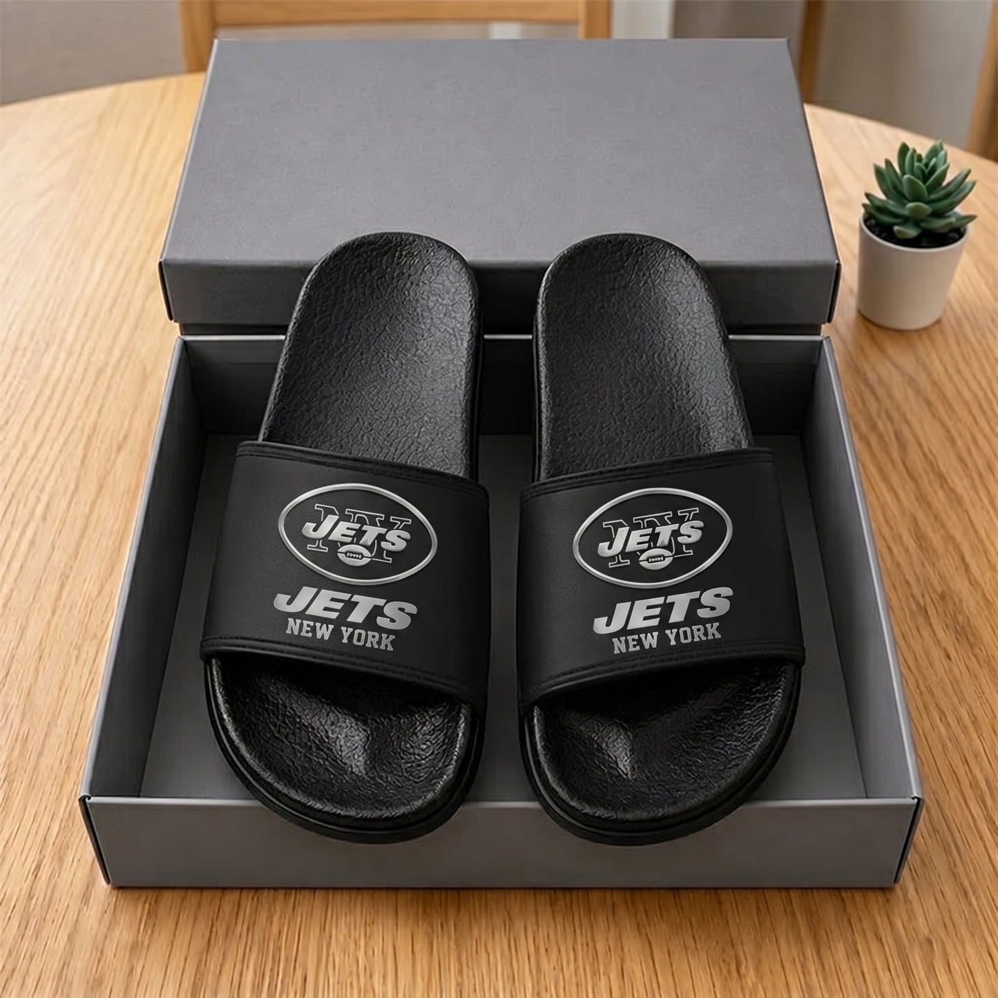 PREMIUM NFL X NYJ New Black Slippers All Size Custom Name FOR SUMMER HOLIDAY NDT VHM 160626
