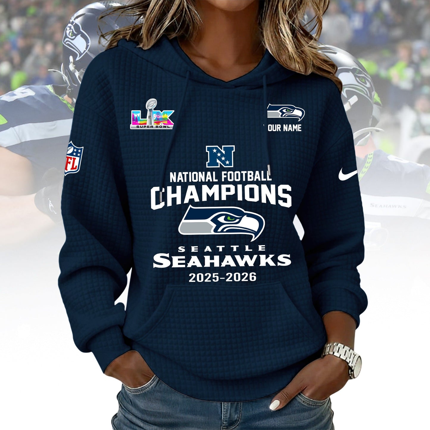 PREMIUM NFL X SEAHAW WOMEN WAFFLE FOR CHAMPIONSHIP NDT NHM