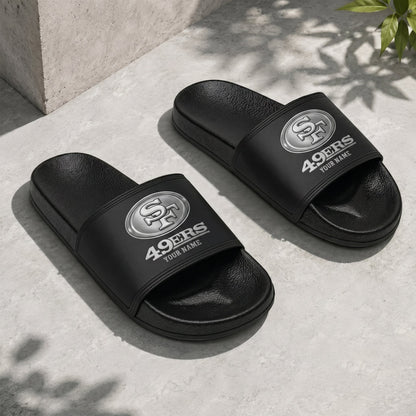 PREMIUM NFL X SF New Black Slippers All Size Custom Name FOR SUMMER HOLIDAY NDT VHM 160626