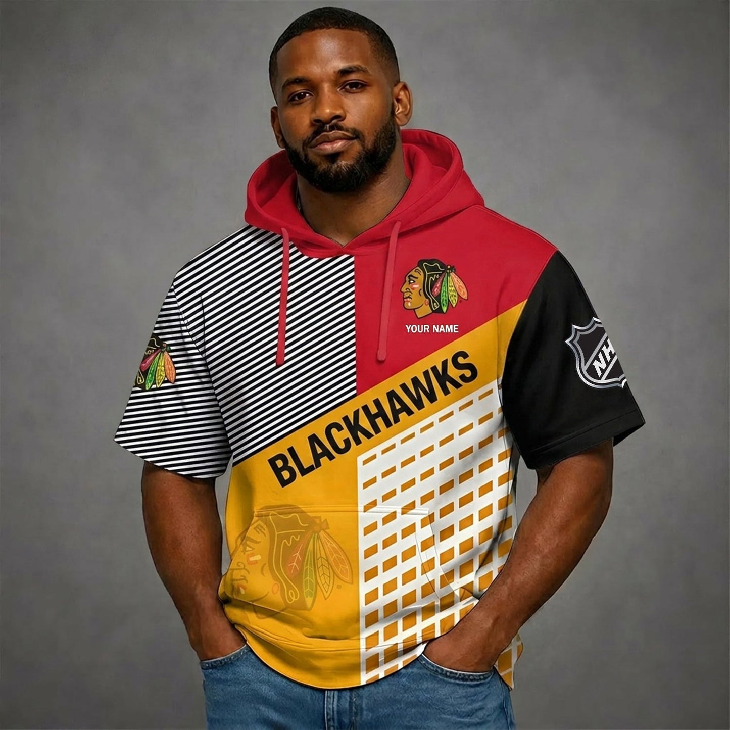 PREMIUM NHL X CB Short Sleeve Hoodie SHIRT FOR SUMMER HOLIDAY V3 NDT NHM 180526